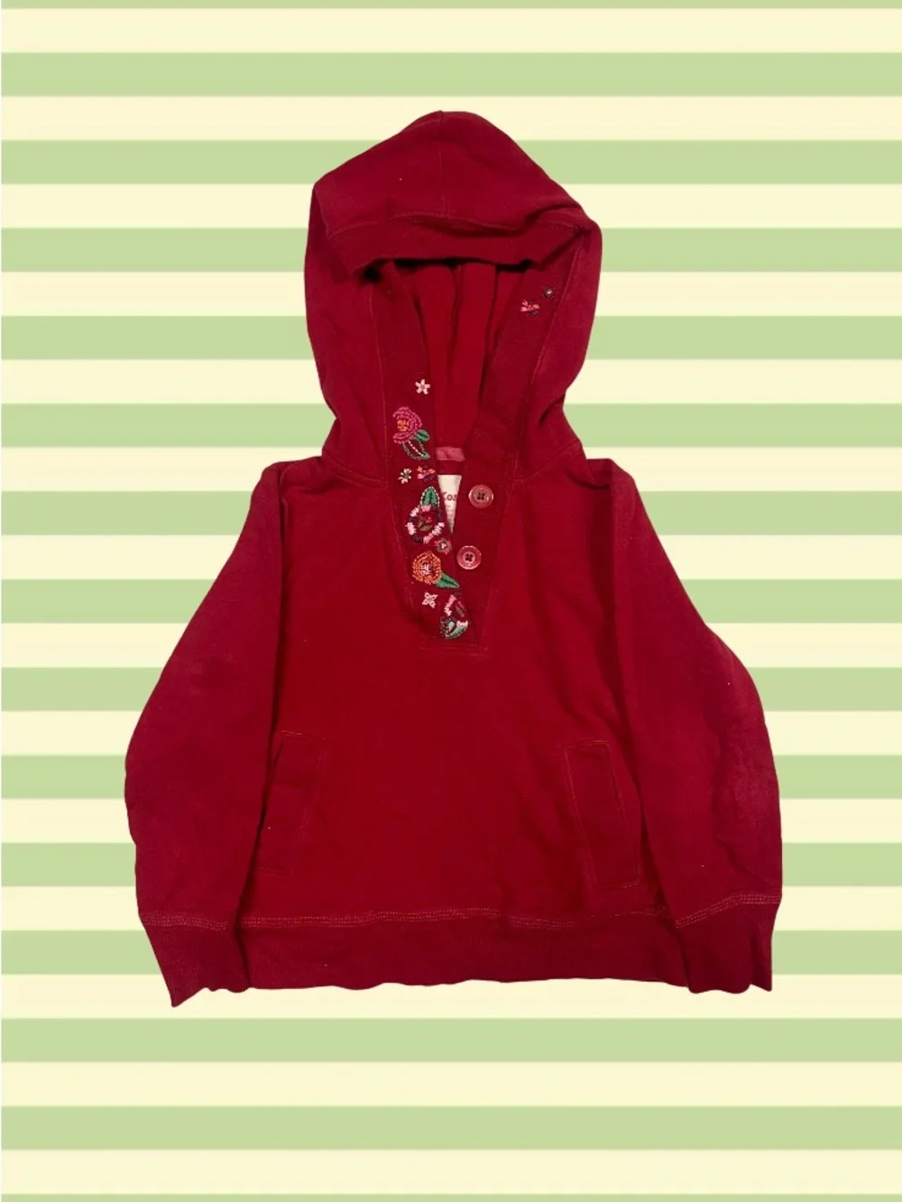 OshKosh B'gosh Girls Red Hooded Sweatshirt with Embroidered Accents